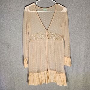 Sisley Beige Polka Dot Mesh Top